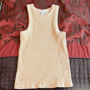Ann Taylor Ribbed Tank Top in Beige size M